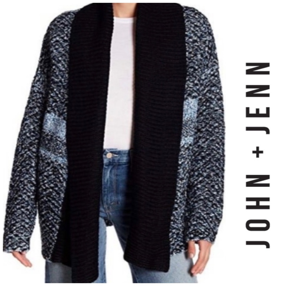John + Jenn | Black & Blue Oversized Knit Cardigan